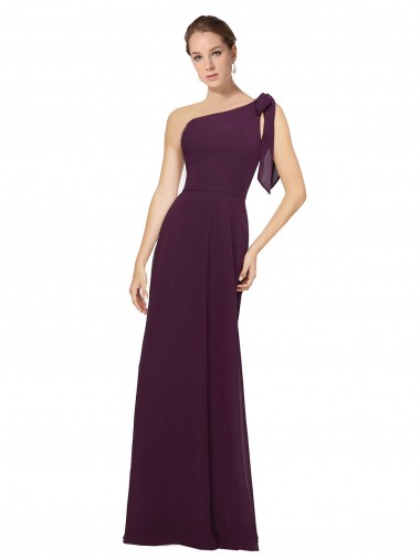 One Shoulder Chiffon Bridesmaids Dress with Shoulder Bow Australia
