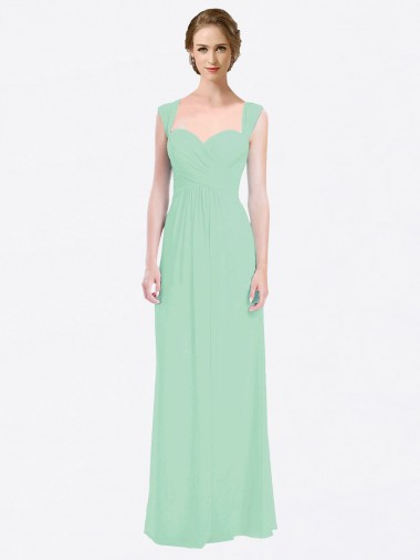 Long Chiffon Bridesmaid Dress with a Sweetheart Neckline and Pleated Shoulder Straps Australia