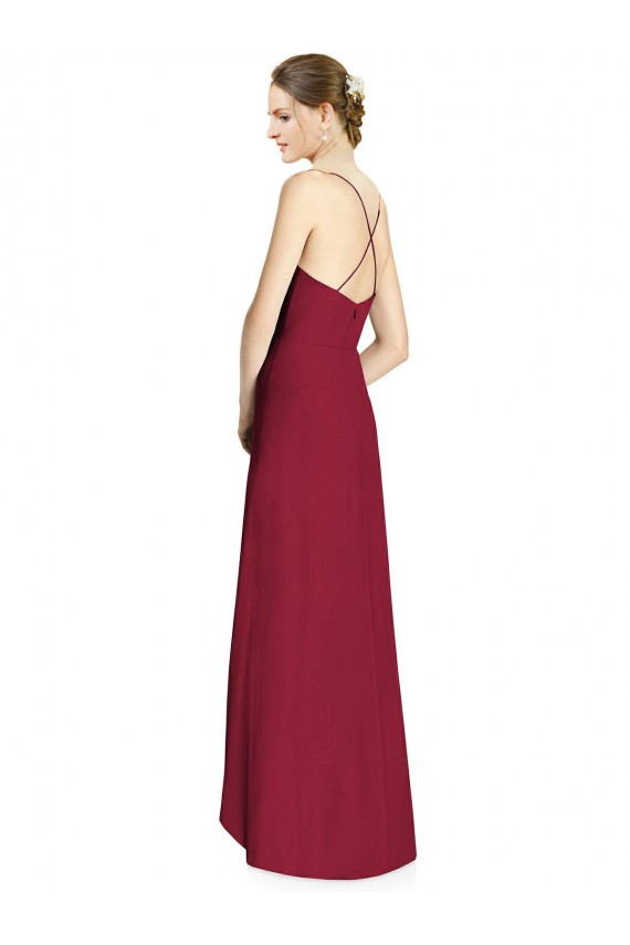 Draped V-Neck High Low Chiffon Bridesmaid Dress Australia