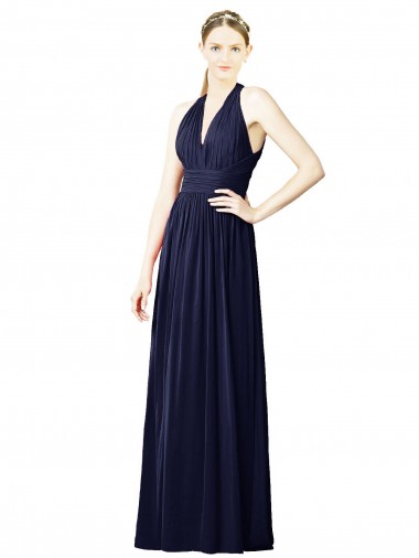 V-Neck Halter Long Open Back Chiffon Bridesmaid Dress Australia