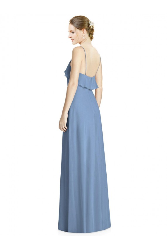 Deep Open Back Long Chiffon V-Neck Bridesmaid Dress Australia