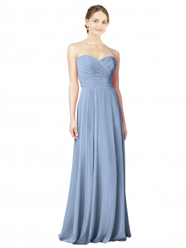 Draped Strapless Sweetheart Full Length Chiffon Bridesmaid Dress Australia