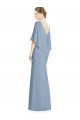V-Back Trumpet Chiffon Bridesmaid Dress with Draped Cape Overlay Australia