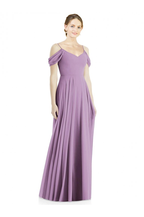 Off the Shoulder Open Cowl-Back Maxi Bridesmaid Dress Australia