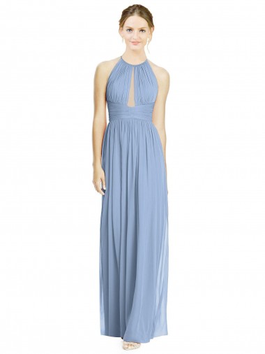 Open Back Long Chiffon Halter Bridesmaid Dress Australia