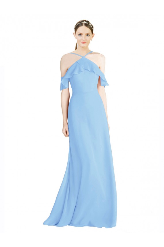 Halter Frill Cold Shoulder A-Line Chiffon Bridesmaid Dress Australia