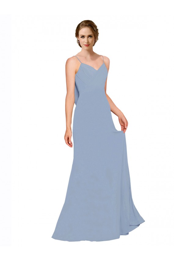 Cowl Back Long Chiffon Slip Bridesmaid Dress with Straps Australia