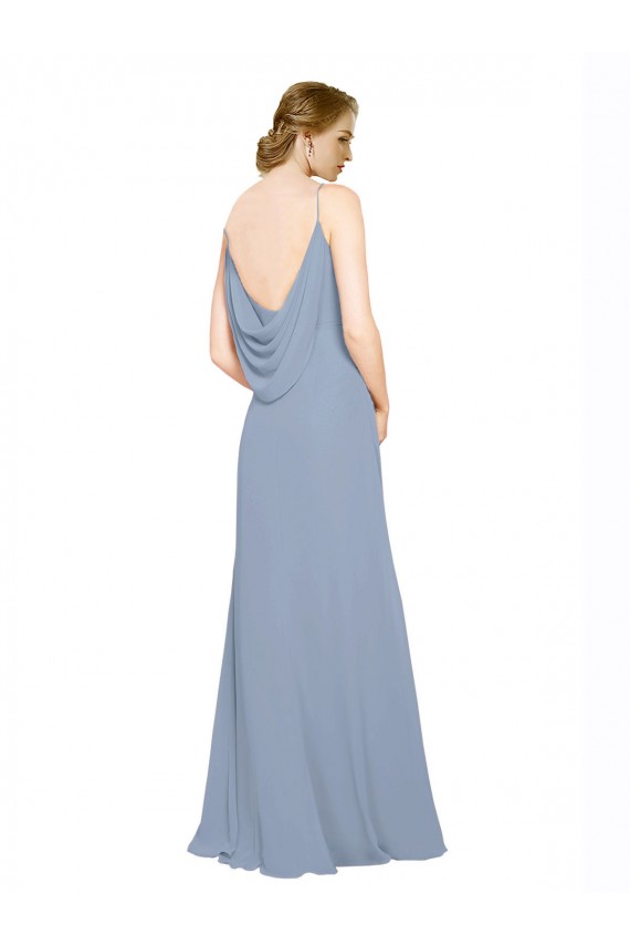 Cowl Back Long Chiffon Slip Bridesmaid Dress with Straps Australia
