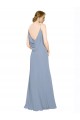 Cowl Back Long Chiffon Slip Bridesmaid Dress with Straps Australia