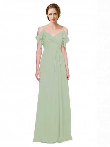 Split Cold Shoulder Draped A-Line Chiffon Bridesmaid Dress Australia