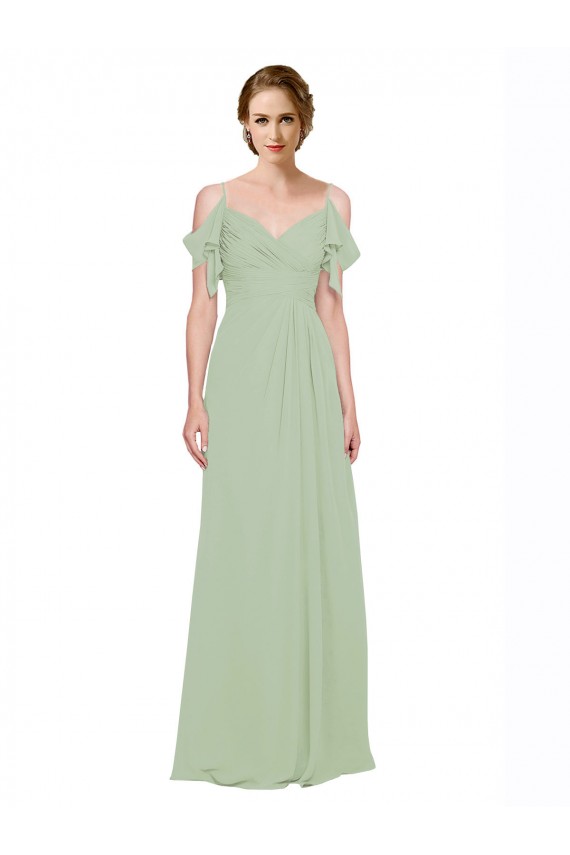 Split Cold Shoulder Draped A-Line Chiffon Bridesmaid Dress Australia