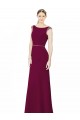 Slim Chiffon Bridesmaid Dress with Embellished Capped Sleeves Australia