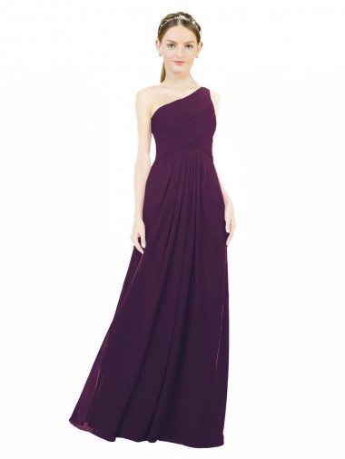 One Shoulder Chiffon Bridesmaid Dress with Draped Bodice Australia