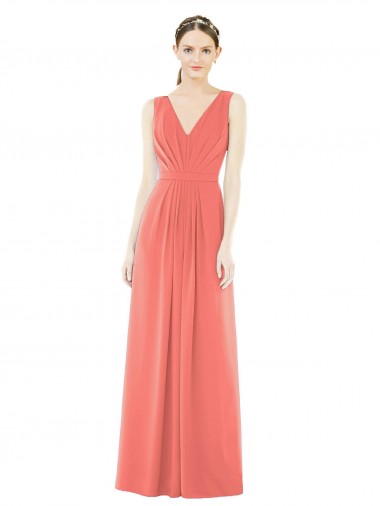 V-Neck V-Back Sleeveless Chiffon Bridesmaid Dress Australia