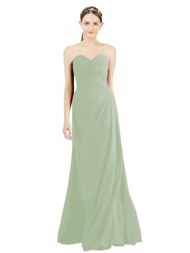 Sweetheart Neckline Draped Floor Length Chiffon Bridesmaid Dress Australia