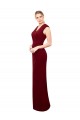 Cap Sleeves Chiffon Bridesmaid Dress / Prom Dress with Pleated V-Neck Bodice Australia