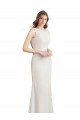 Long Chiffon Bridesmaid Dress with Boat Neckline and Satin Collar Australia