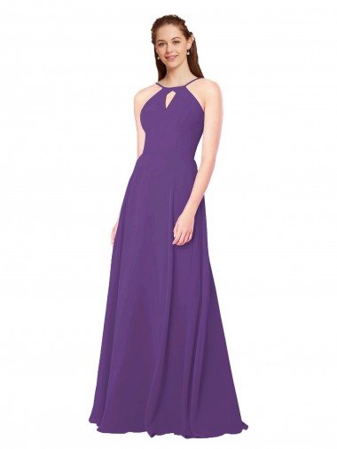 High Halter Chiffon Bridesmaid Dress with Keyhole Australia