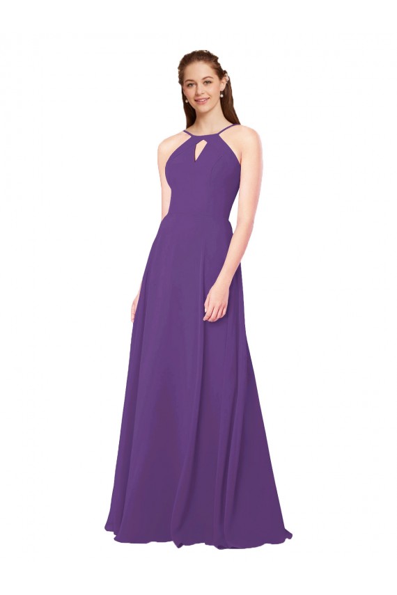 High Halter Chiffon Bridesmaid Dress with Keyhole Australia
