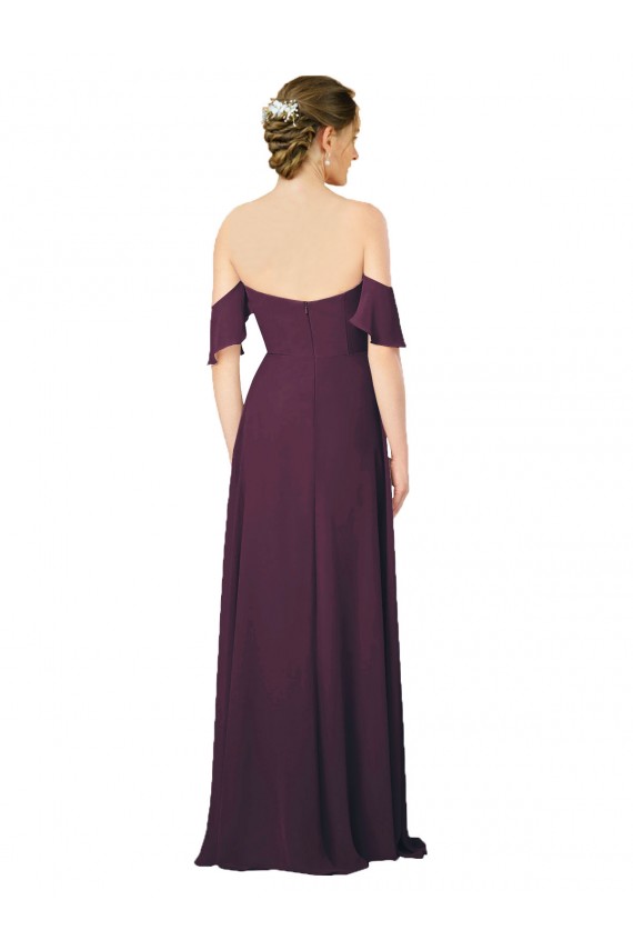 Romantic Off-Shoulder Chiffon Bridesmaid Dress with Plunging V-Neck Australia