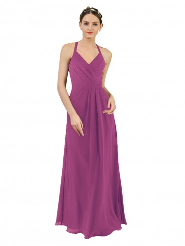 Sassy Chiffon Bridesmaid Dress with Halter Neckline Australia