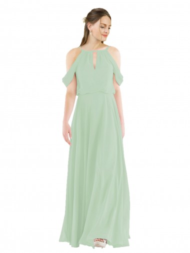 Off-the-Shoulder Long Chiffon Beachy Bridesmaid Dress Australia