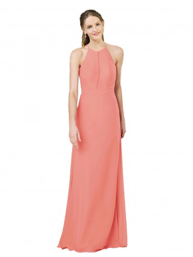 Modern Long Chiffon Bridesmaid Dress with Keyhole Back Australia