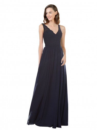 Elegant Chiffon Bridesmaid Dress with V-Neck Lace Bodice Australia