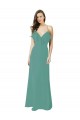 Full Length Chiffon Bridesmaid Dress with Ruffled V-Neckline Australia