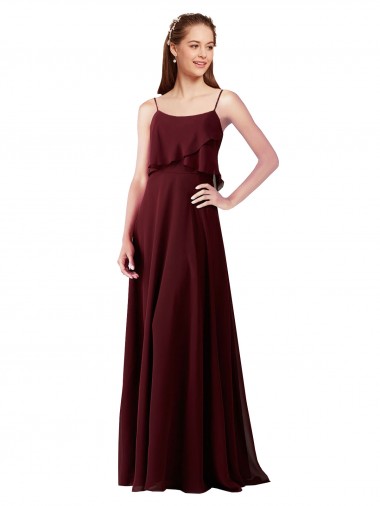 Chiffon Bridesmaids Dress with Spaghetti Straps Australia