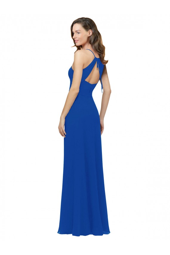 Chiffon Bridesmaid Dress with Deep V-Neck and Spaghetti Straps Australia