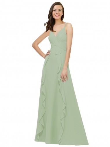 Chiffon Bridesmaid Dress with Ruffles and Draping Australia