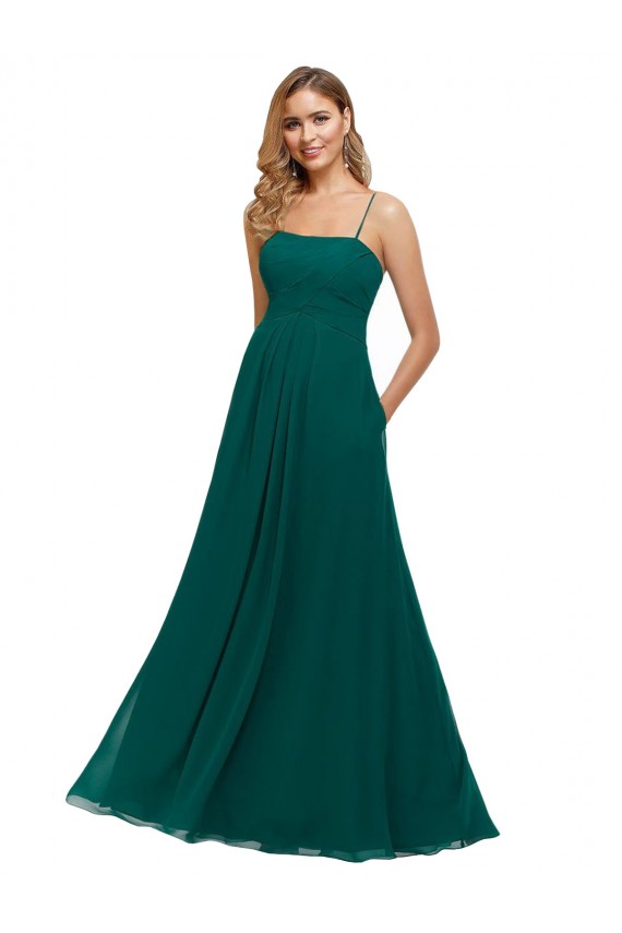 Chiffon Bridesmaid Dress with Pleated Bodice and Straps Australia