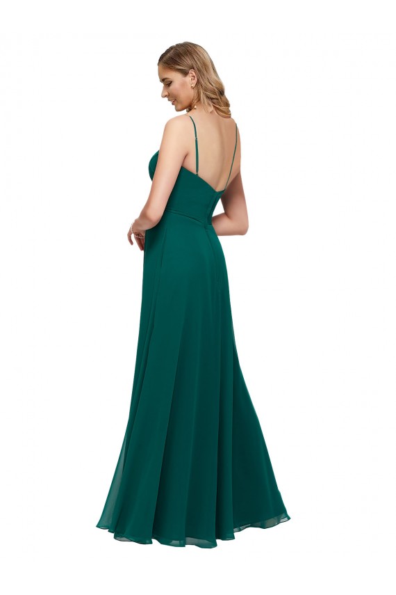 Chiffon Bridesmaid Dress with Pleated Bodice and Straps Australia