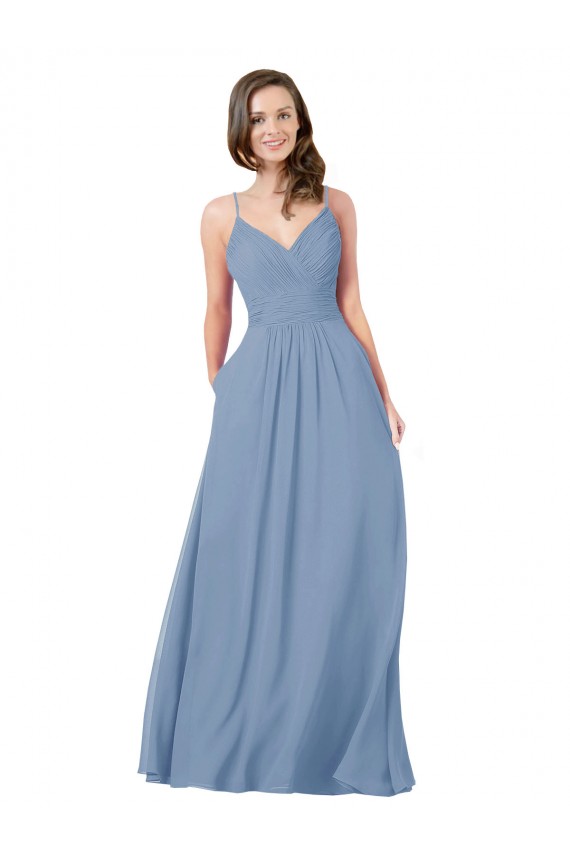 A-Line Ruched V-Neckline Chiffon Bridesmaid Dress Australia
