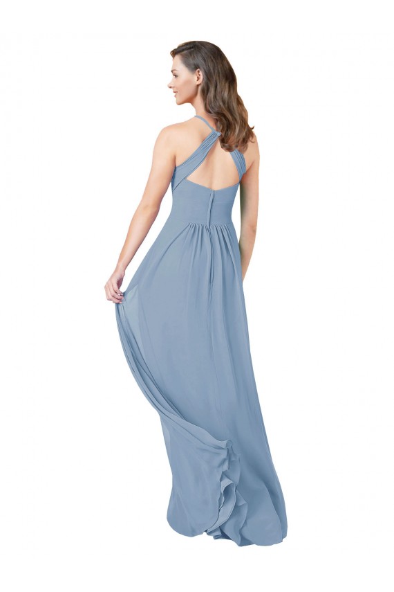 Chiffon Bridesmaid Dress with High Halter Neckline Australia