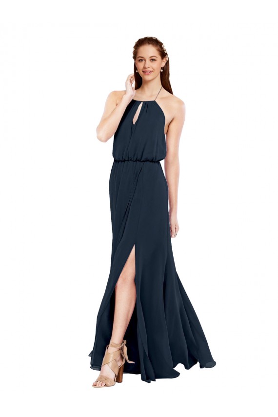 Grecian Style Halter Chiffon Bridesmaid Dress with Keyhole and Slit Australia