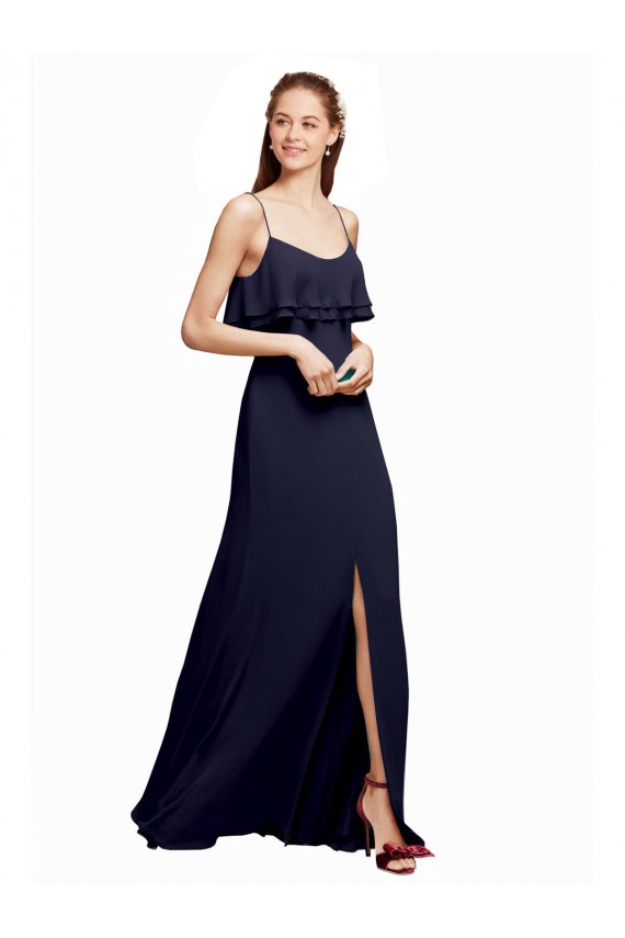 Draped Long Chiffon Bridesmaid Dress with Straps and Layers Australia