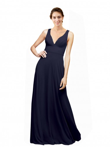 Open Back Long Chiffon Bridesmaid Dress with Plunging V-Neck Bodice Australia