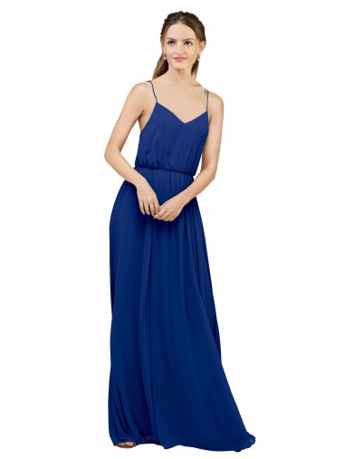 Long Chiffon Bridesmaid Dress with Spaghetti Strap Bodice Australia