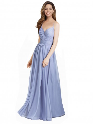 Ruched Criss Over Bodice Chiffon Bridesmaid Dress with Lace Open Back Australia