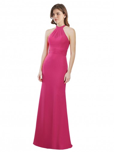Slim A-Line Long Chiffon Bridesmaid Dress with Strappy Back Australia