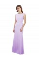 Chiffon Column Bridesmaid Dress with High Round Neckline and Cap Sleeves Australia