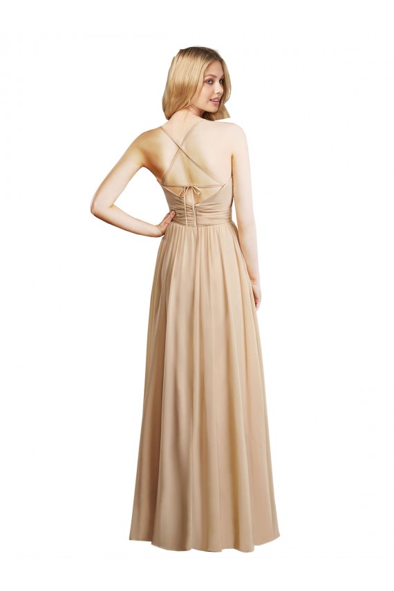 Draped Long Chiffon A-Line Dress with Cascading Ruffles Australia