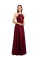 Long A-Line Halter Neck Chiffon Bridesmaid Dress with Draped Bodice Australia