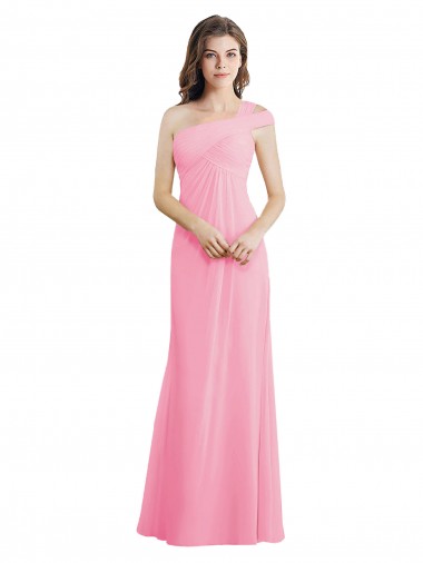 Single Shoulder Chiffon Bridesmaid Dress with Draped Bodice Australia