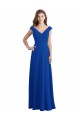 Draped Shoulder V-Neck Long Chiffon Bridesmaid Dress Australia