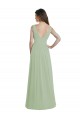 V-Neck A-Line Long Chiffon Bridesmaid Dress with Draped Bodice Australia