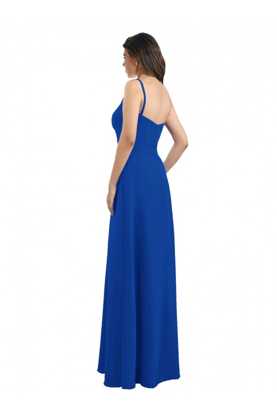 One Shoulder A-Line Chiffon Bridesmaid Dress with Pleated Bodice Australia