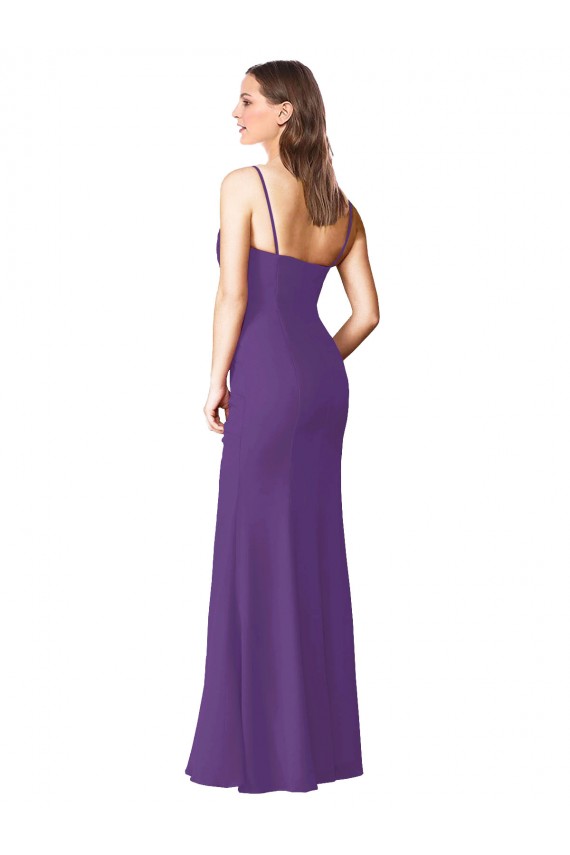 Strapless Chiffon Bridesmaid Dress with Pleated Wrap Bodice and Side Slit Australia